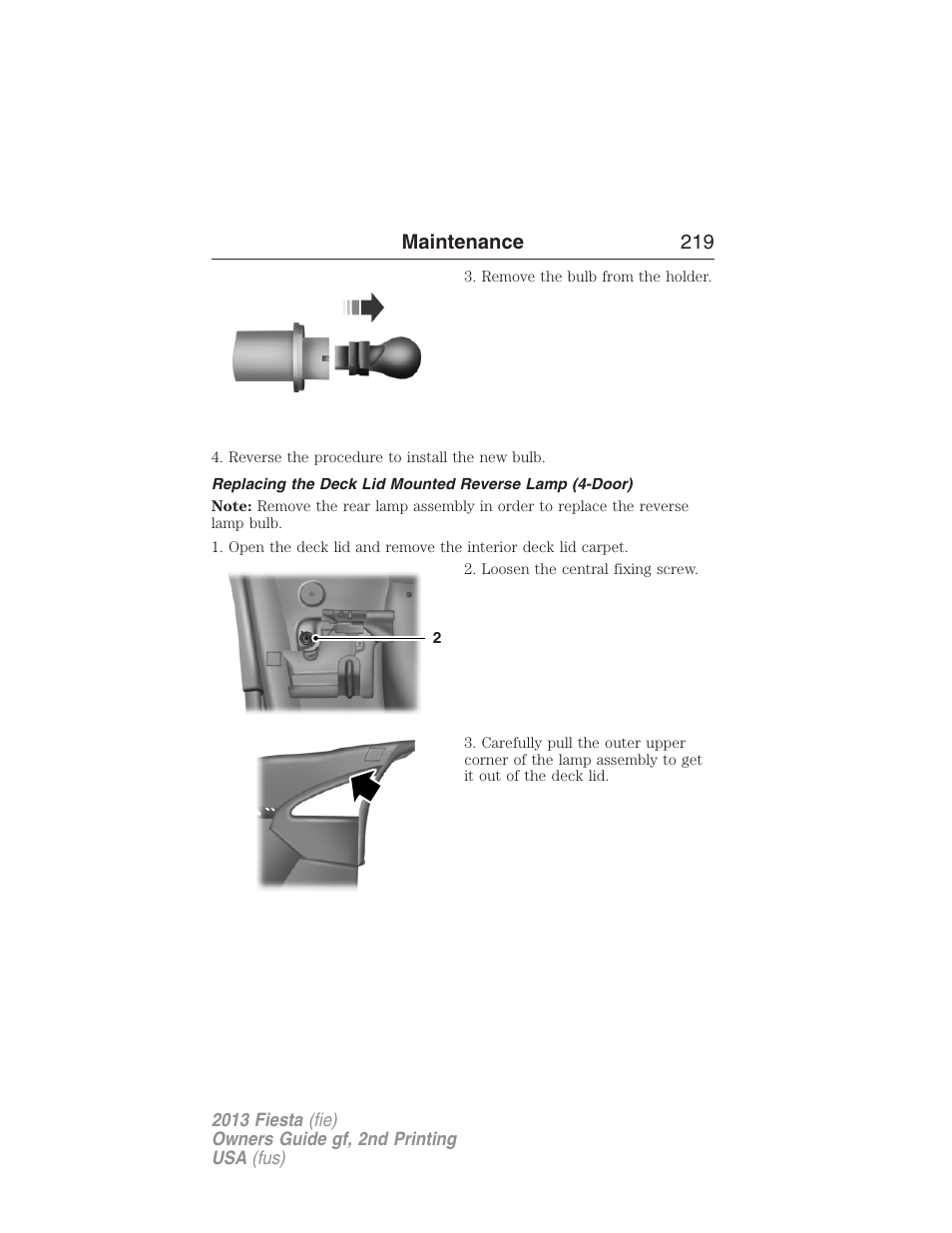Maintenance 219 | FORD 2013 Fiesta v.2 User Manual | Page 220 / 346