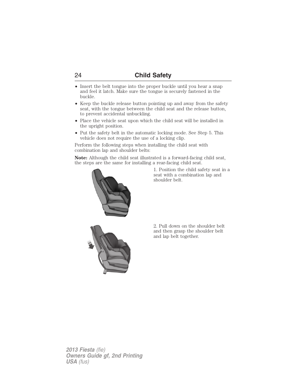 24 child safety | FORD 2013 Fiesta v.2 User Manual | Page 25 / 346