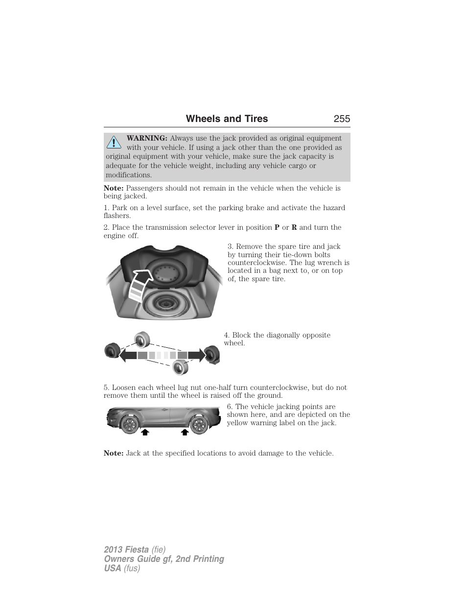 Wheels and tires 255 | FORD 2013 Fiesta v.2 User Manual | Page 256 / 346