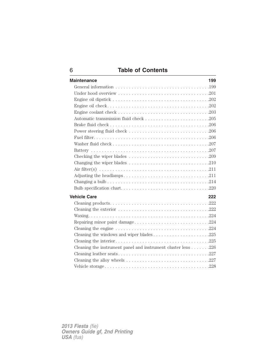 6table of contents | FORD 2013 Fiesta v.2 User Manual | Page 7 / 346