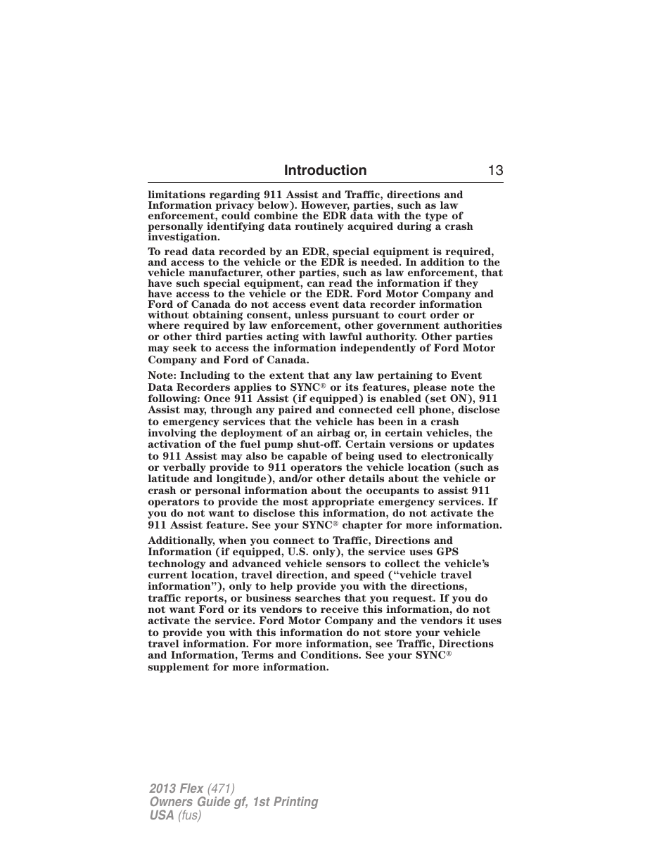 Introduction 13 | FORD 2013 Flex v.1 User Manual | Page 13 / 558