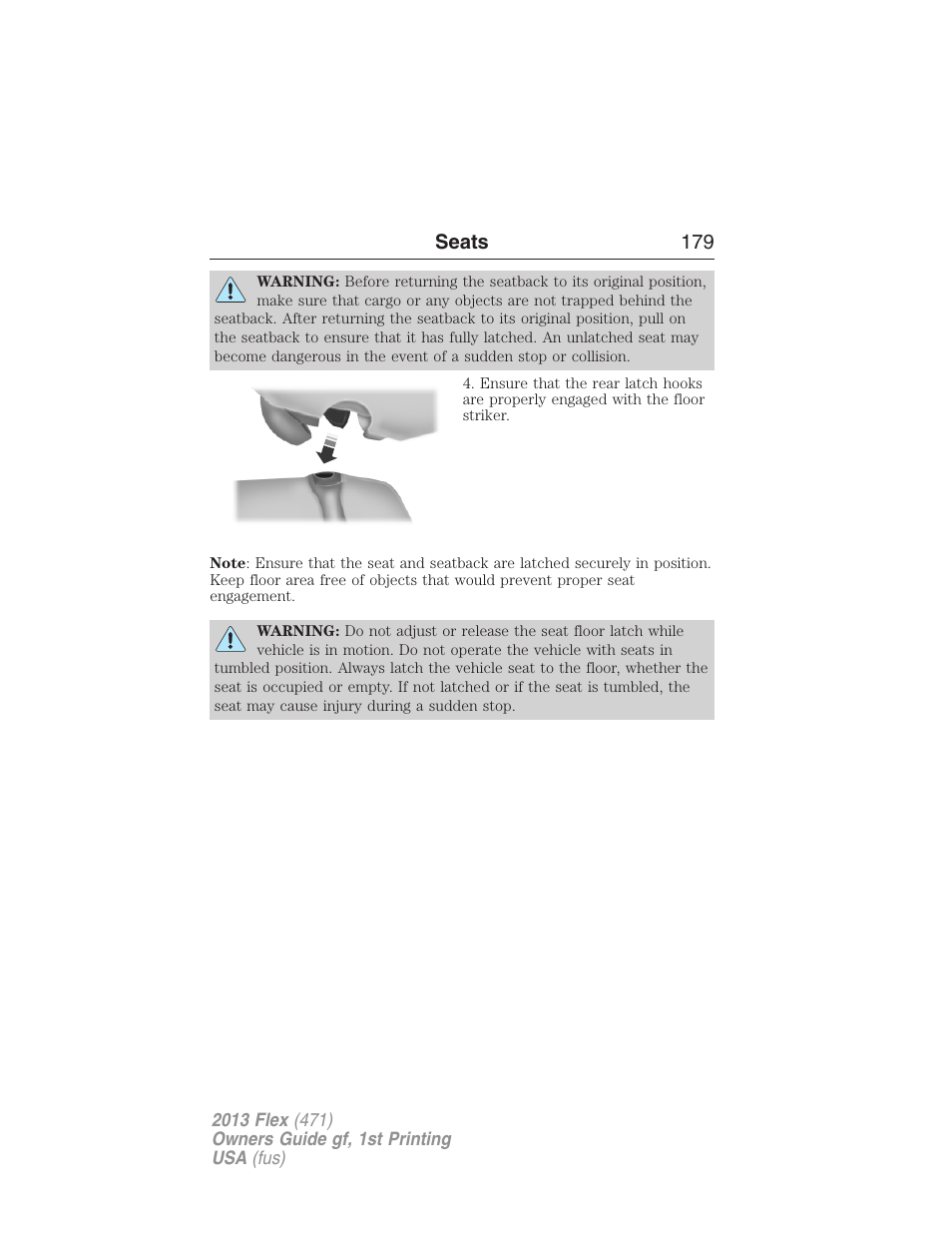 Seats 179 | FORD 2013 Flex v.1 User Manual | Page 179 / 558