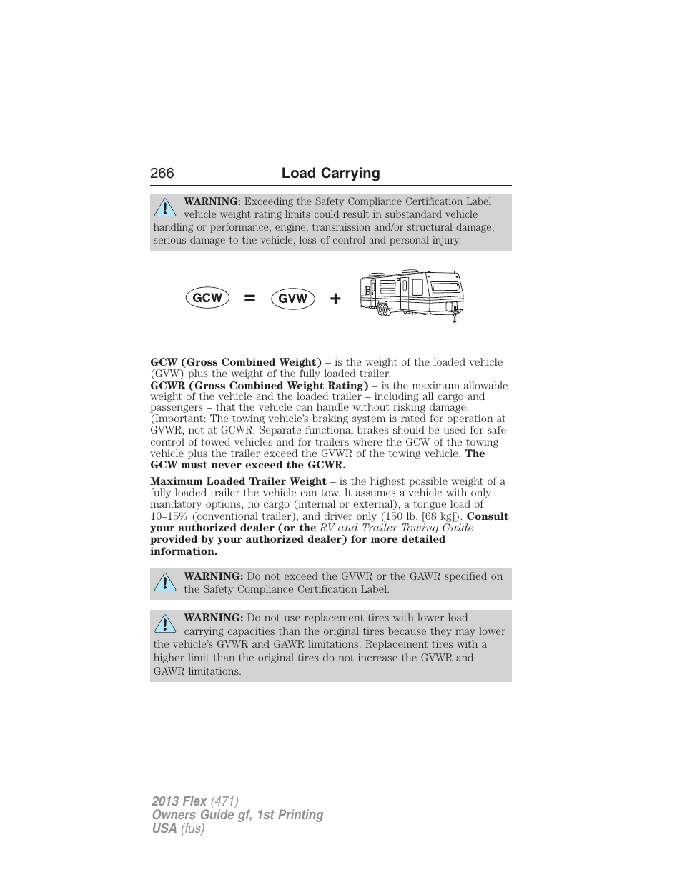 266 load carrying | FORD 2013 Flex v.1 User Manual | Page 266 / 558