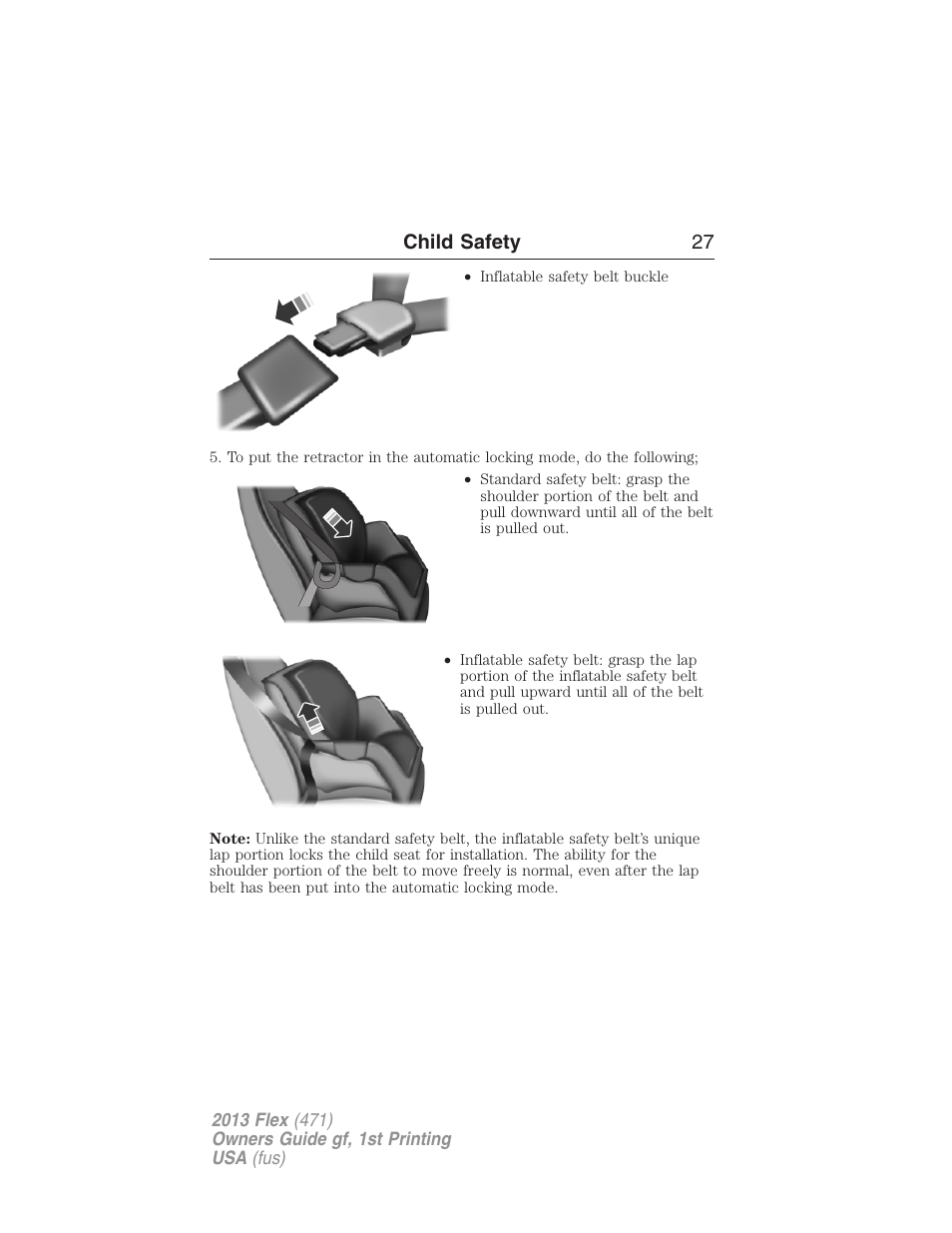 Child safety 27 | FORD 2013 Flex v.1 User Manual | Page 27 / 558