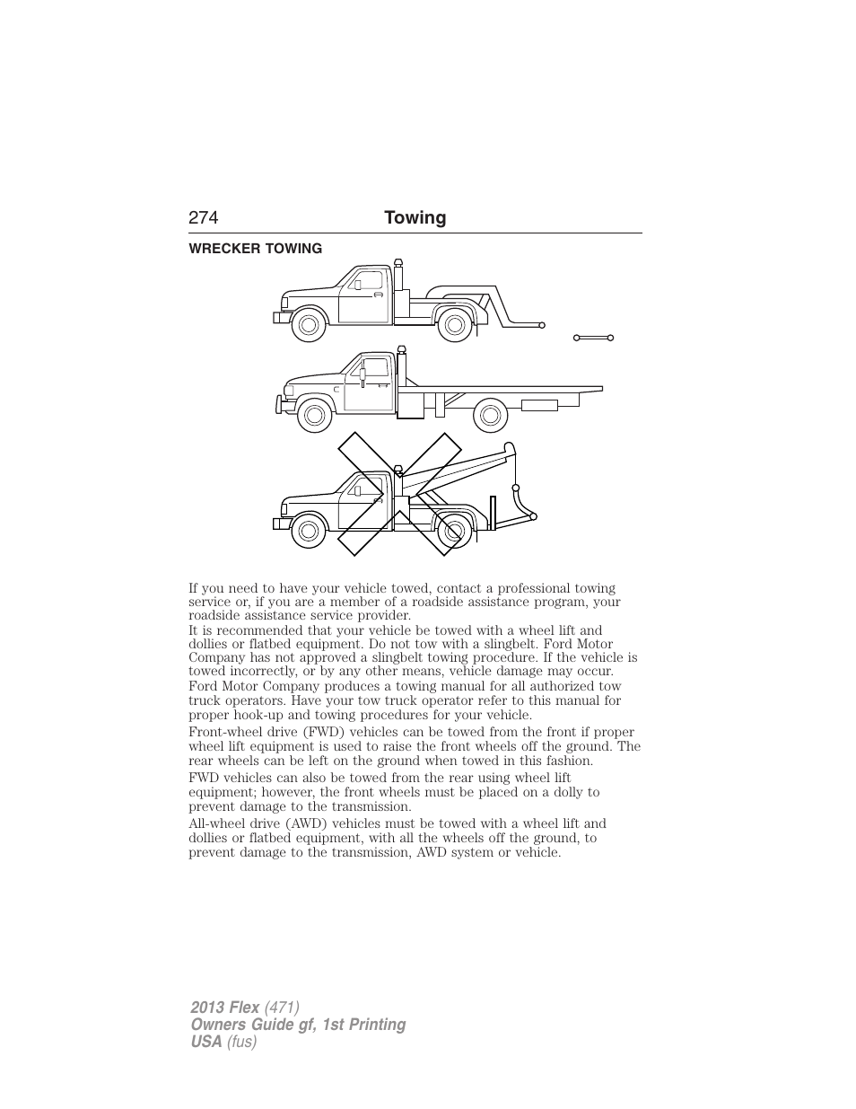 Wrecker towing | FORD 2013 Flex v.1 User Manual | Page 274 / 558