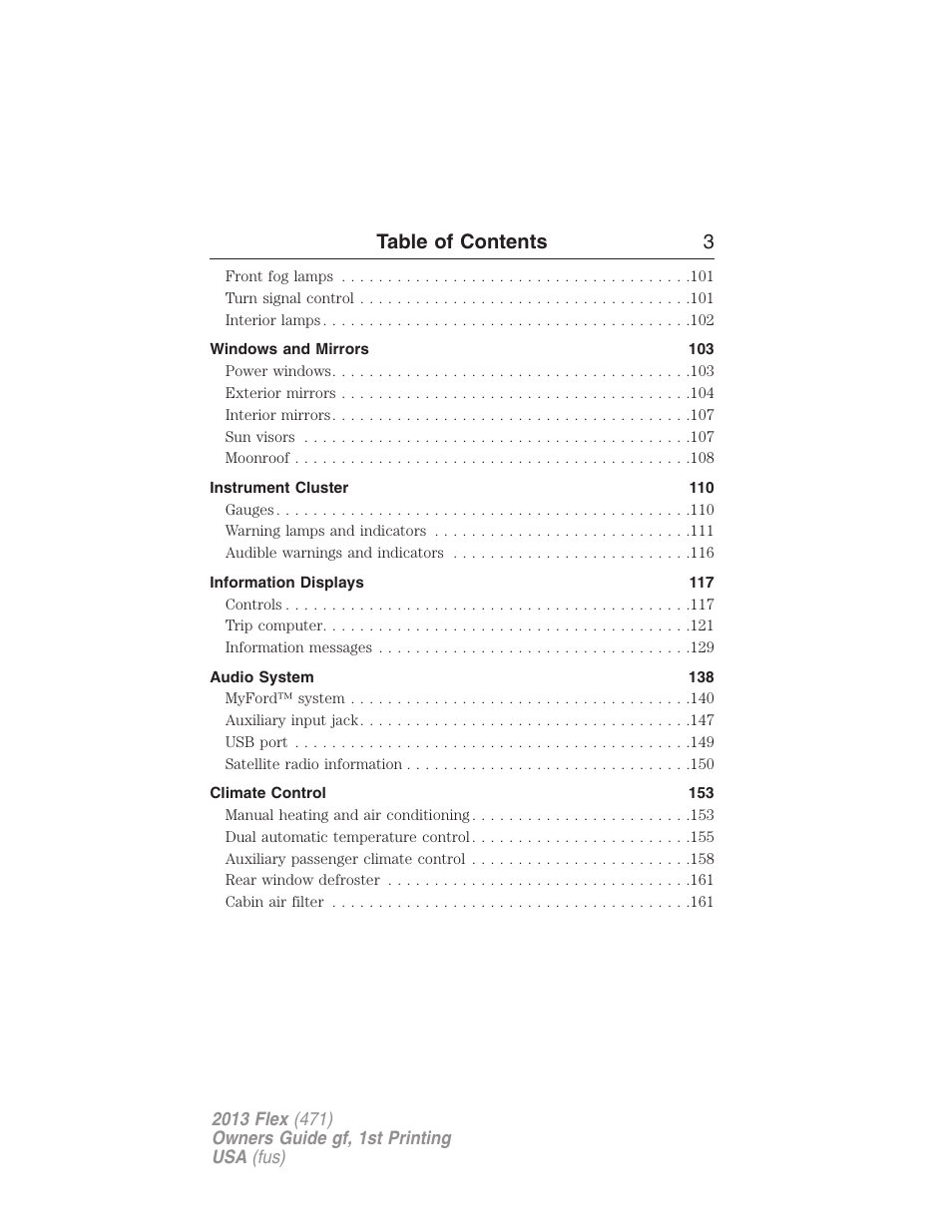 Table of contents 3 | FORD 2013 Flex v.1 User Manual | Page 3 / 558