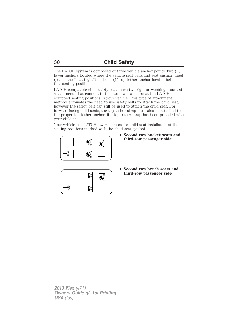 30 child safety | FORD 2013 Flex v.1 User Manual | Page 30 / 558