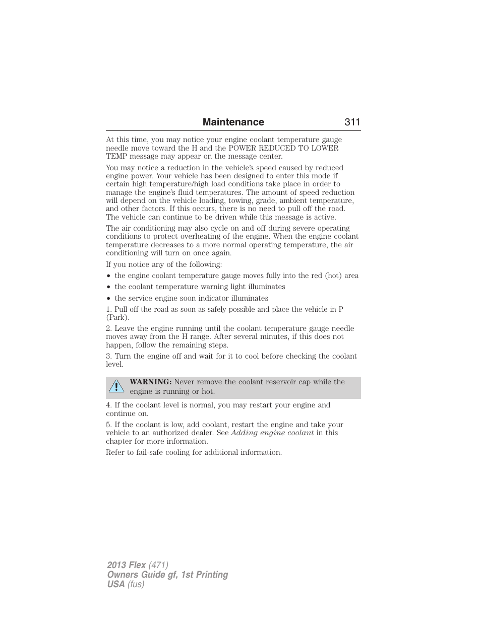 Maintenance 311 | FORD 2013 Flex v.1 User Manual | Page 311 / 558