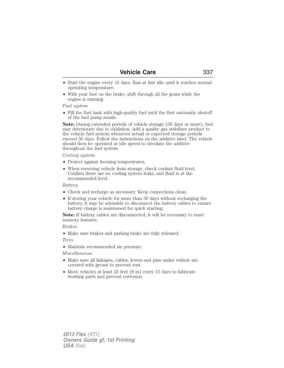 Vehicle care 337 | FORD 2013 Flex v.1 User Manual | Page 337 / 558