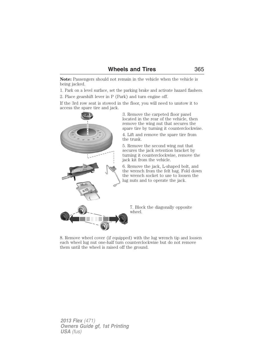 Wheels and tires 365 | FORD 2013 Flex v.1 User Manual | Page 365 / 558