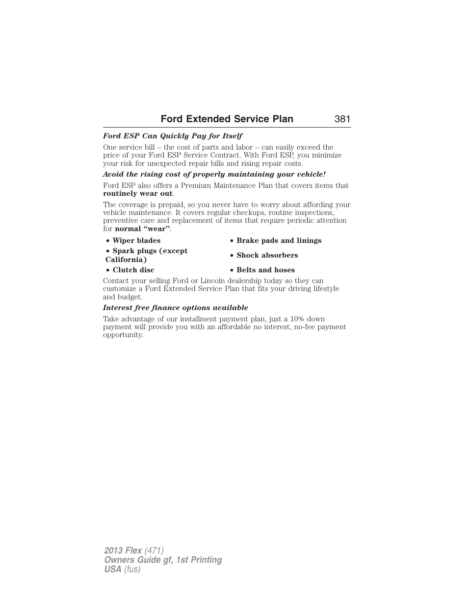 Ford extended service plan 381 | FORD 2013 Flex v.1 User Manual | Page 381 / 558
