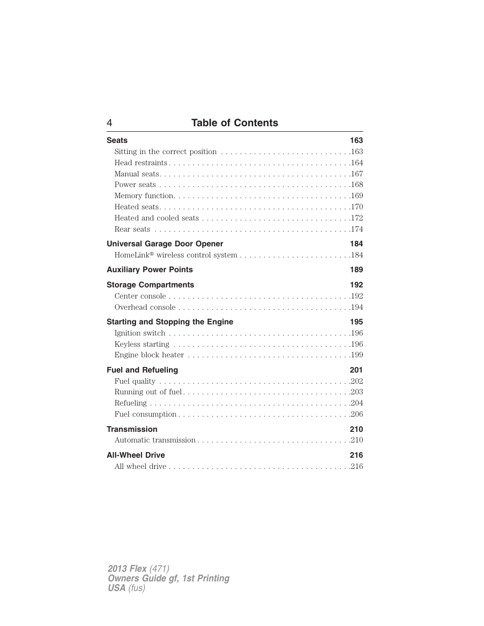 4table of contents | FORD 2013 Flex v.1 User Manual | Page 4 / 558