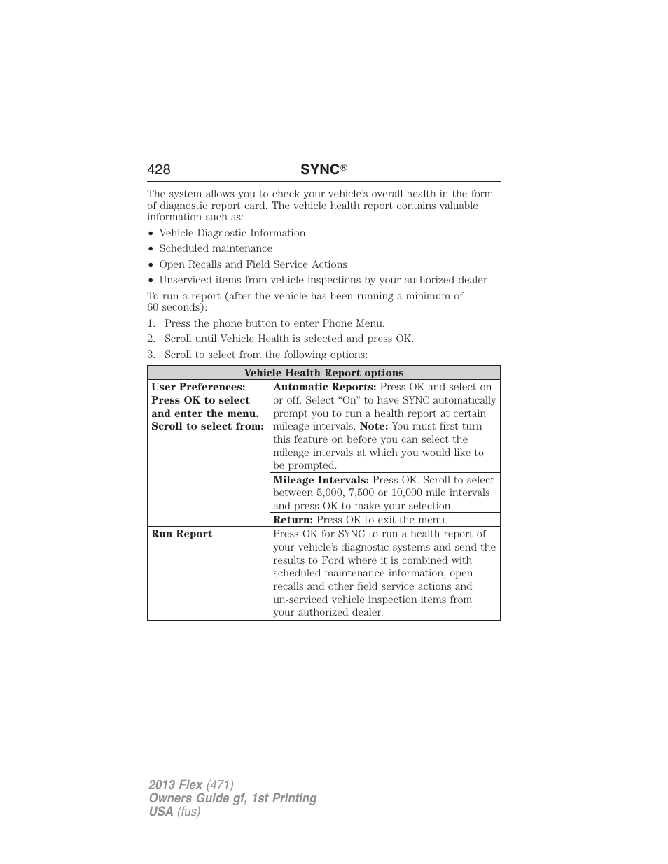 428 sync | FORD 2013 Flex v.1 User Manual | Page 428 / 558