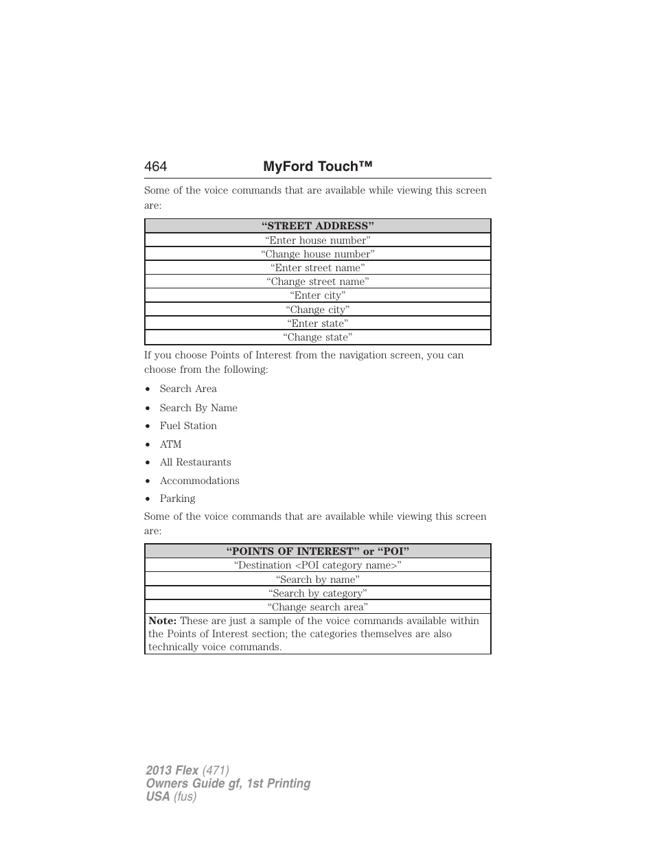 464 myford touch | FORD 2013 Flex v.1 User Manual | Page 464 / 558