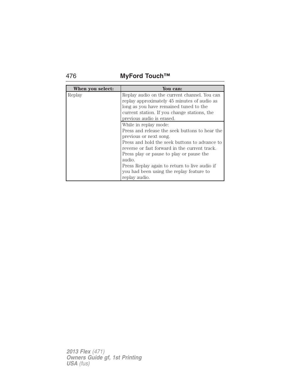 FORD 2013 Flex v.1 User Manual | Page 476 / 558