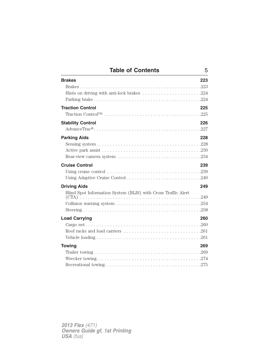 Table of contents 5 | FORD 2013 Flex v.1 User Manual | Page 5 / 558