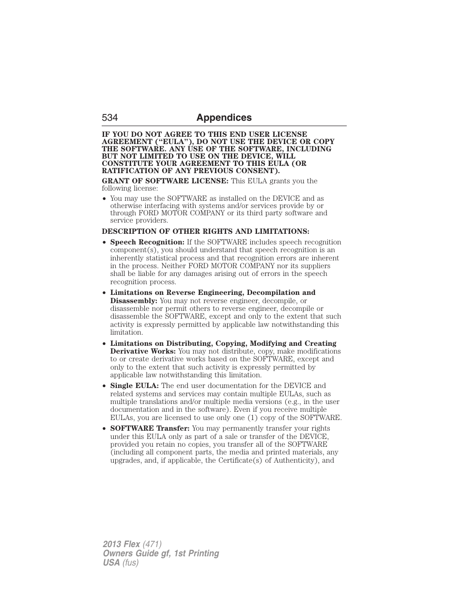 534 appendices | FORD 2013 Flex v.1 User Manual | Page 534 / 558