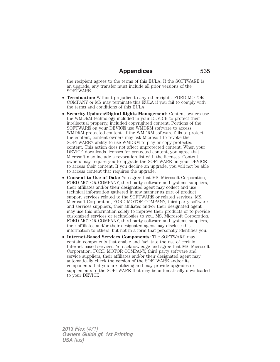 Appendices 535 | FORD 2013 Flex v.1 User Manual | Page 535 / 558