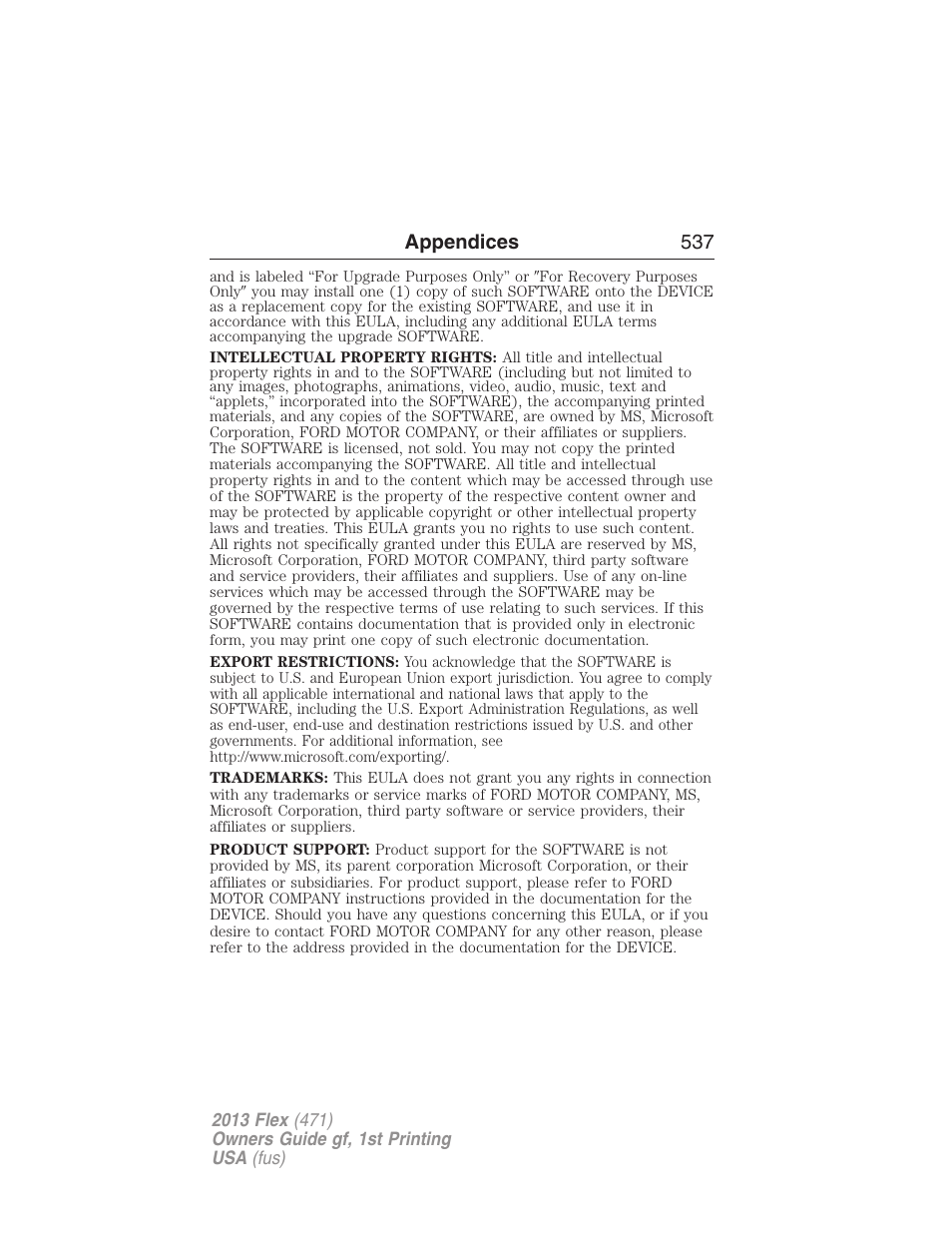 Appendices 537 | FORD 2013 Flex v.1 User Manual | Page 537 / 558