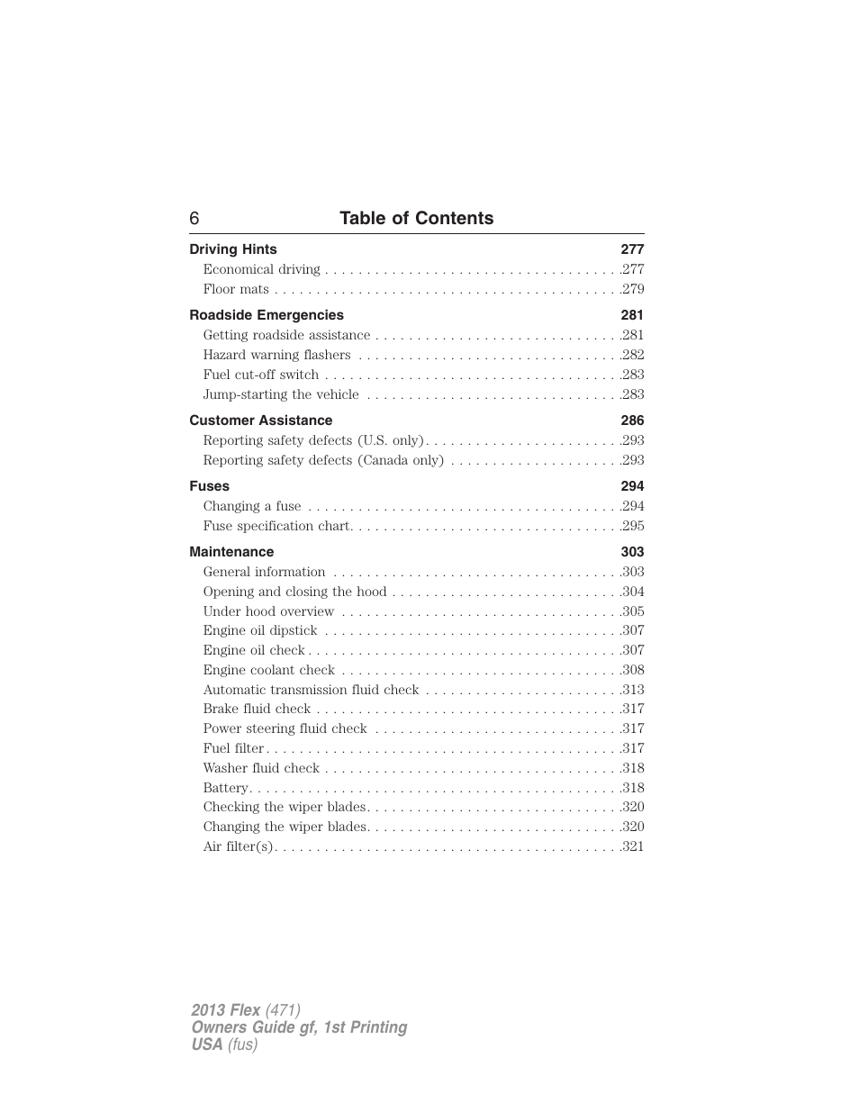 6table of contents | FORD 2013 Flex v.1 User Manual | Page 6 / 558