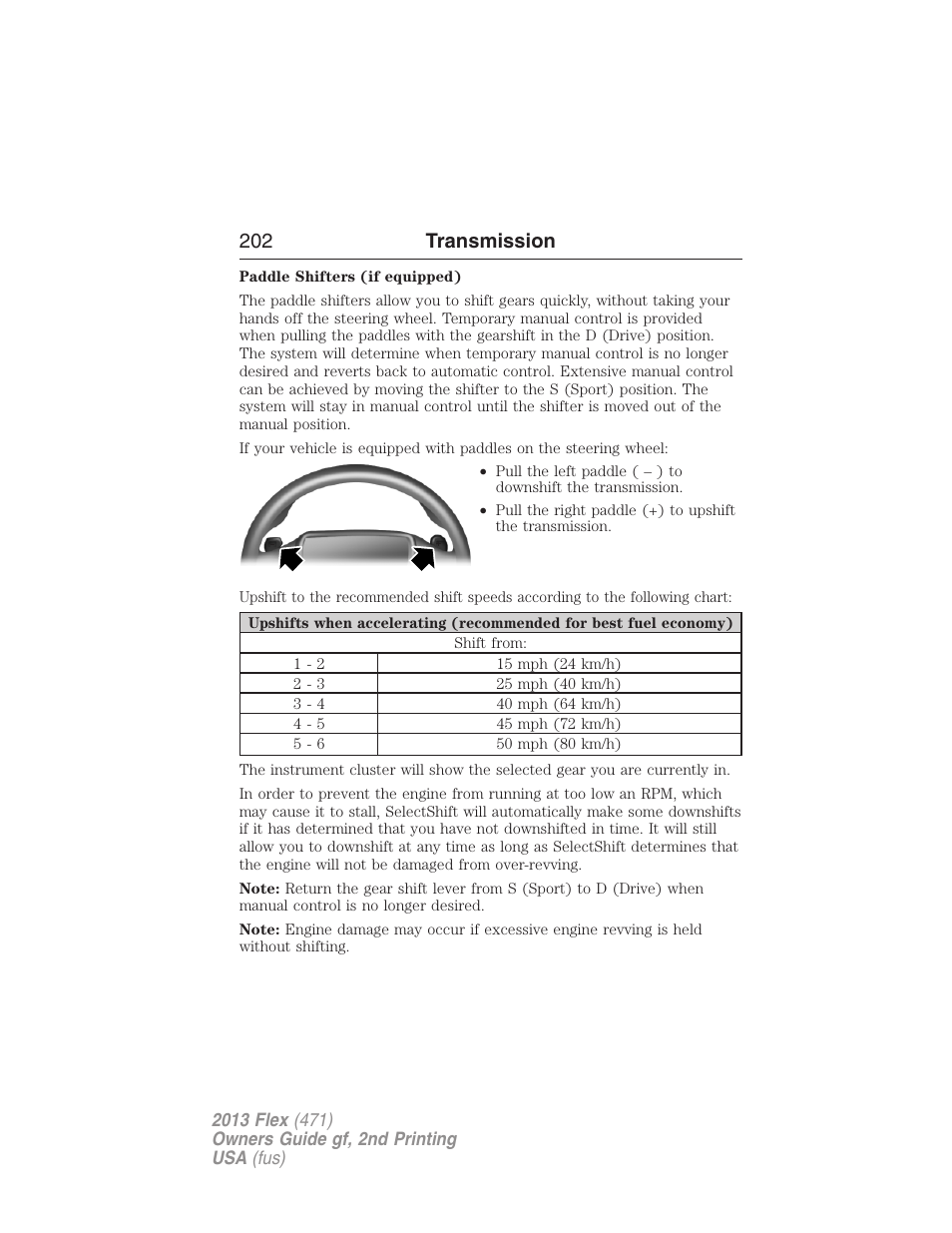 202 transmission | FORD 2013 Flex v.2 User Manual | Page 202 / 535