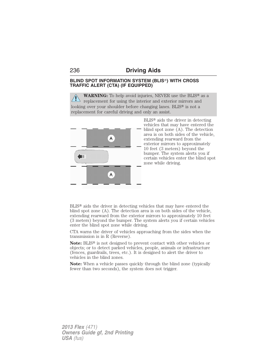 Driving aids, 236 driving aids | FORD 2013 Flex v.2 User Manual | Page 236 / 535