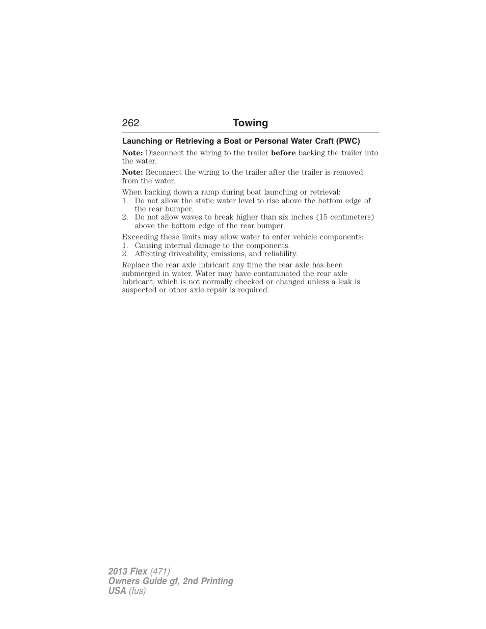 262 towing | FORD 2013 Flex v.2 User Manual | Page 262 / 535