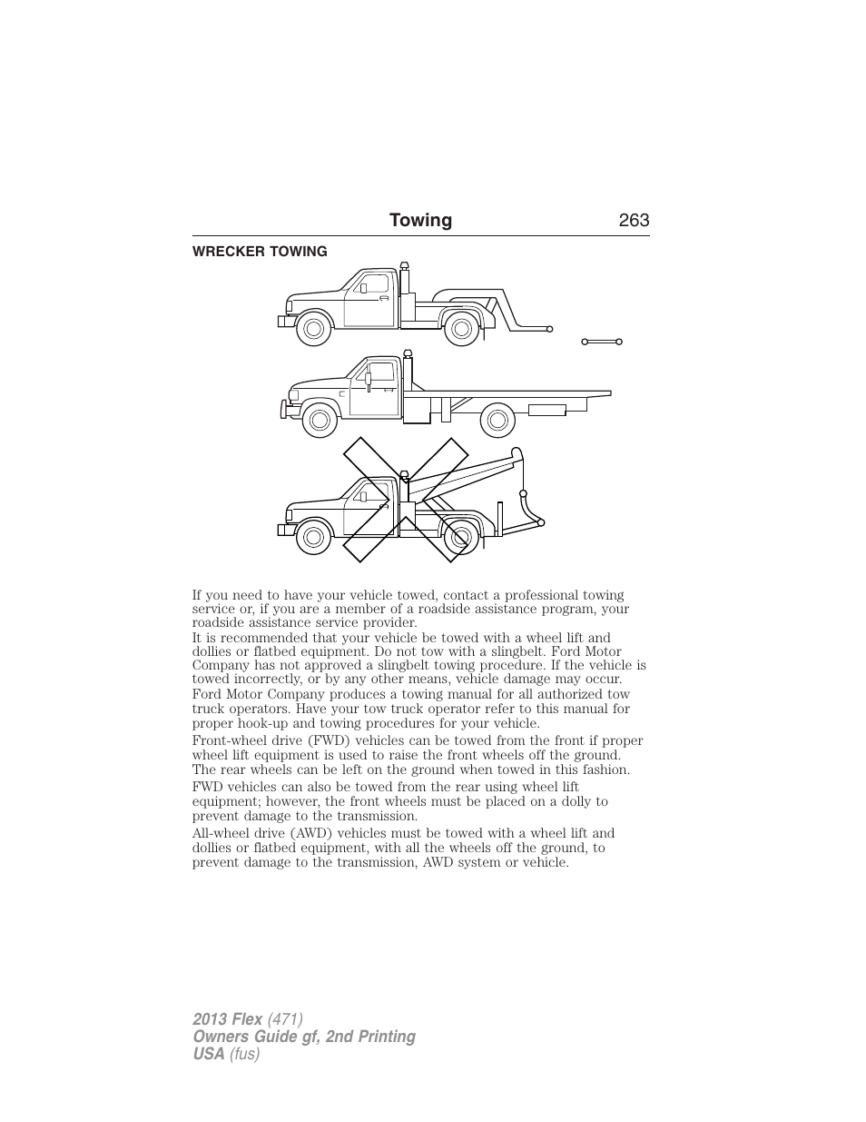 Wrecker towing | FORD 2013 Flex v.2 User Manual | Page 263 / 535