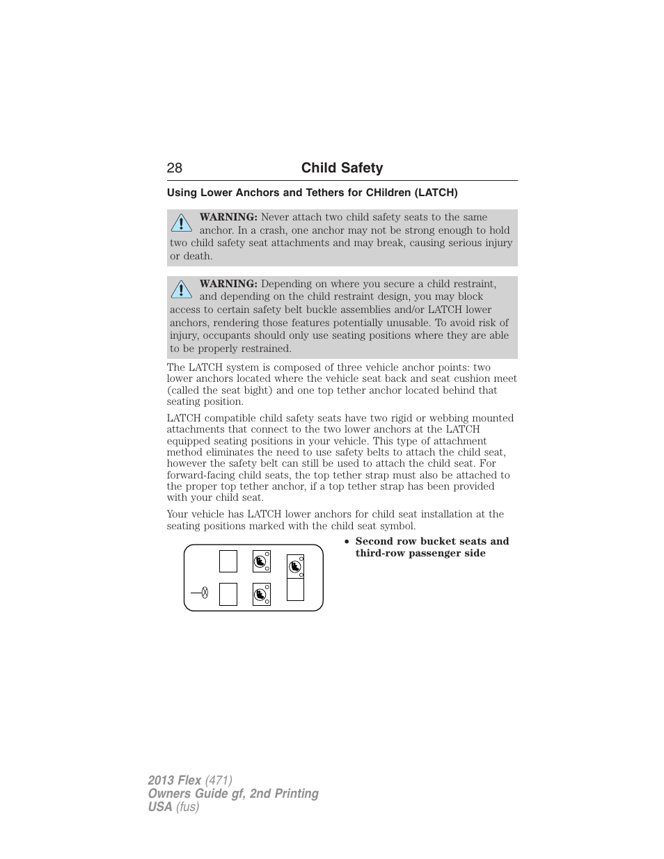 28 child safety | FORD 2013 Flex v.2 User Manual | Page 28 / 535