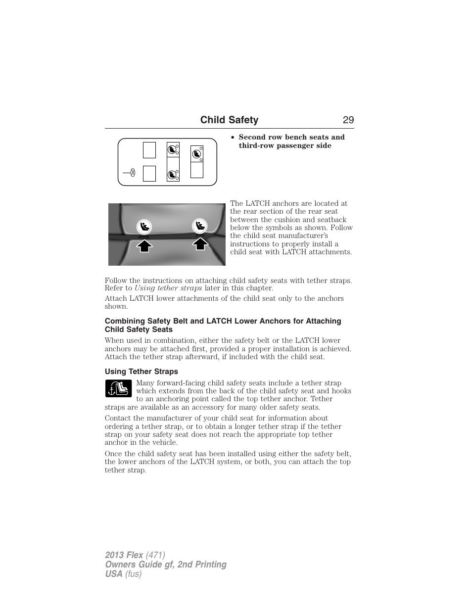 Using tether straps, Child safety 29 | FORD 2013 Flex v.2 User Manual | Page 29 / 535