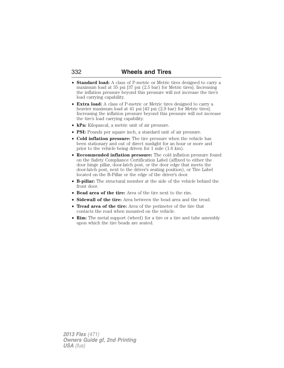 332 wheels and tires | FORD 2013 Flex v.2 User Manual | Page 332 / 535