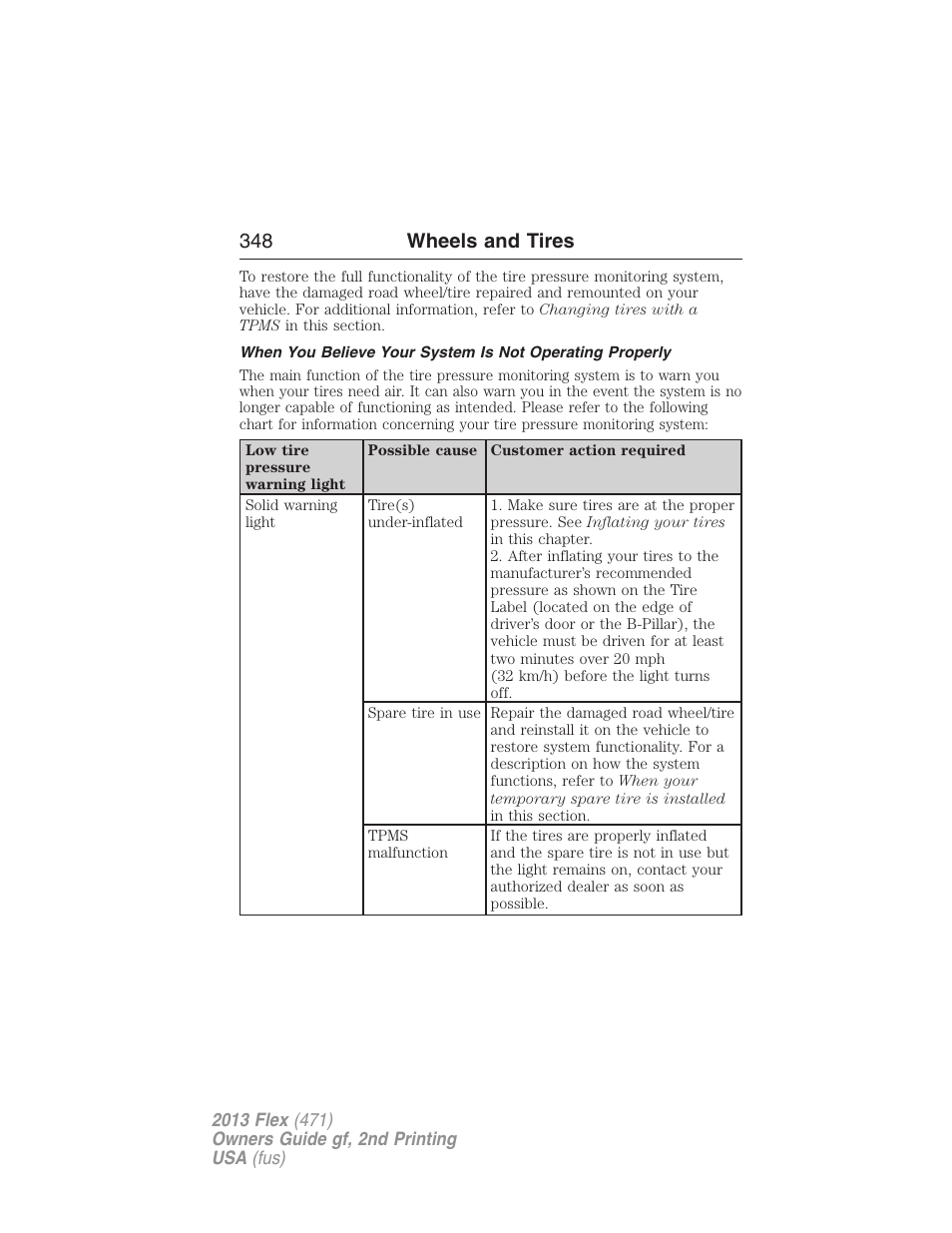 348 wheels and tires | FORD 2013 Flex v.2 User Manual | Page 348 / 535