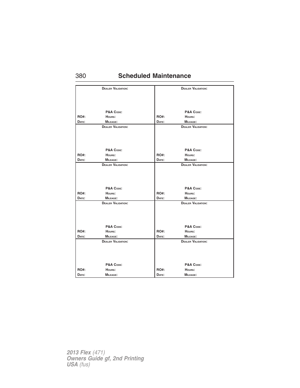 380 scheduled maintenance | FORD 2013 Flex v.2 User Manual | Page 380 / 535