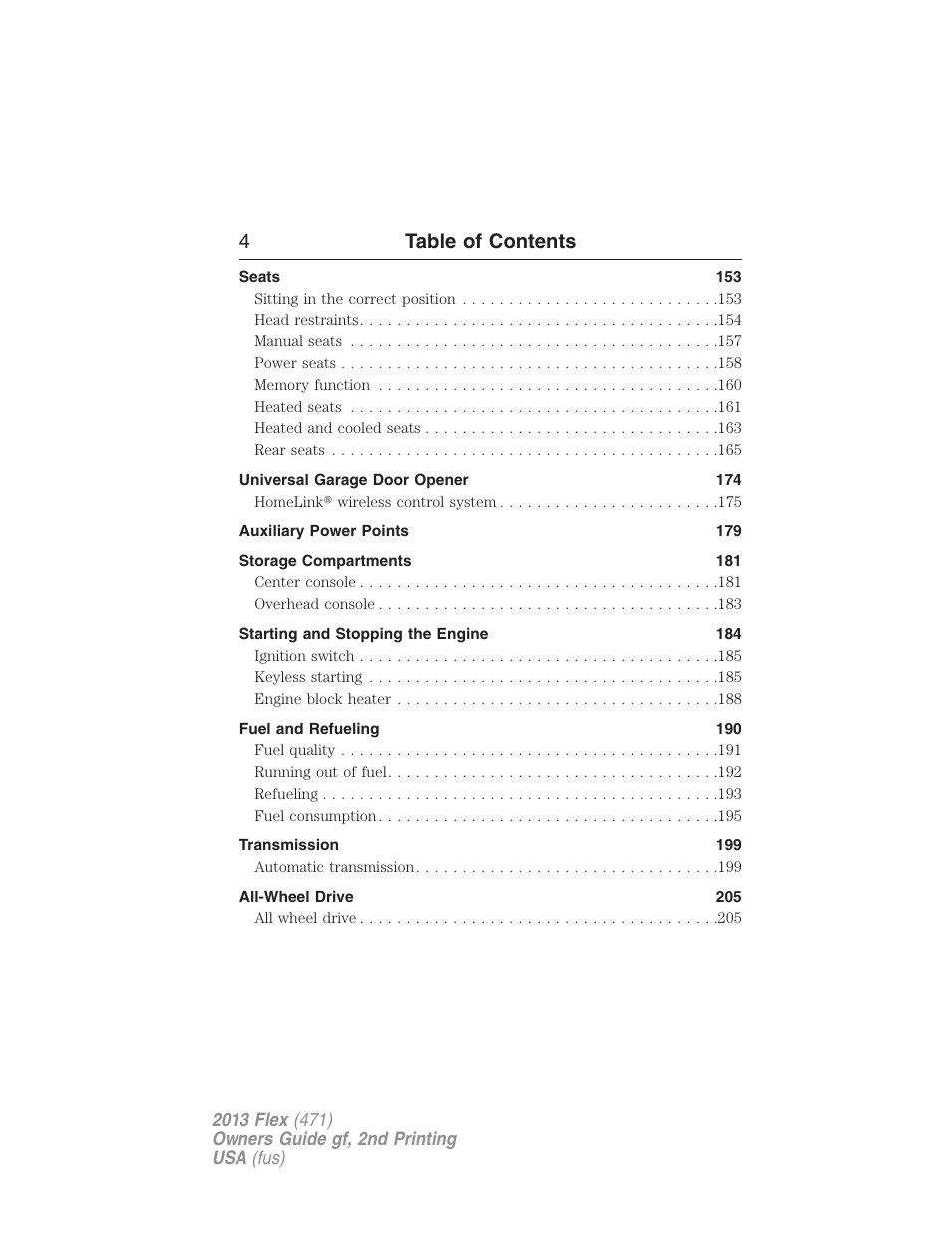 4table of contents | FORD 2013 Flex v.2 User Manual | Page 4 / 535