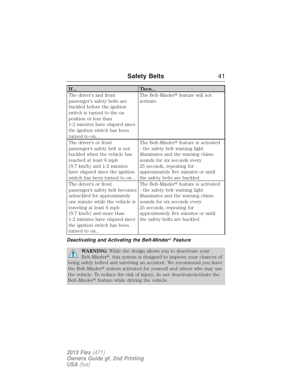 Safety belts 41 | FORD 2013 Flex v.2 User Manual | Page 41 / 535