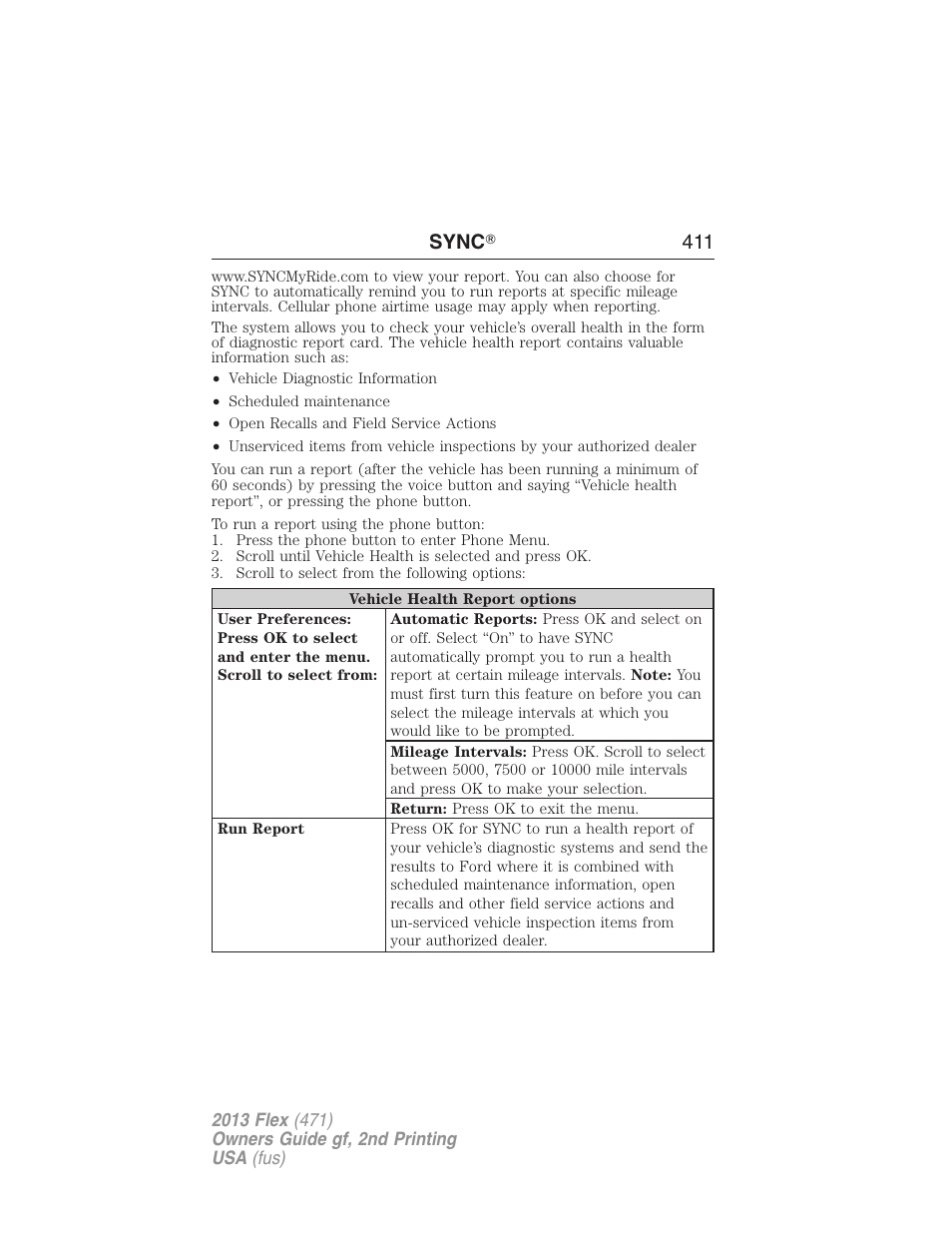 Sync ா 411 | FORD 2013 Flex v.2 User Manual | Page 411 / 535