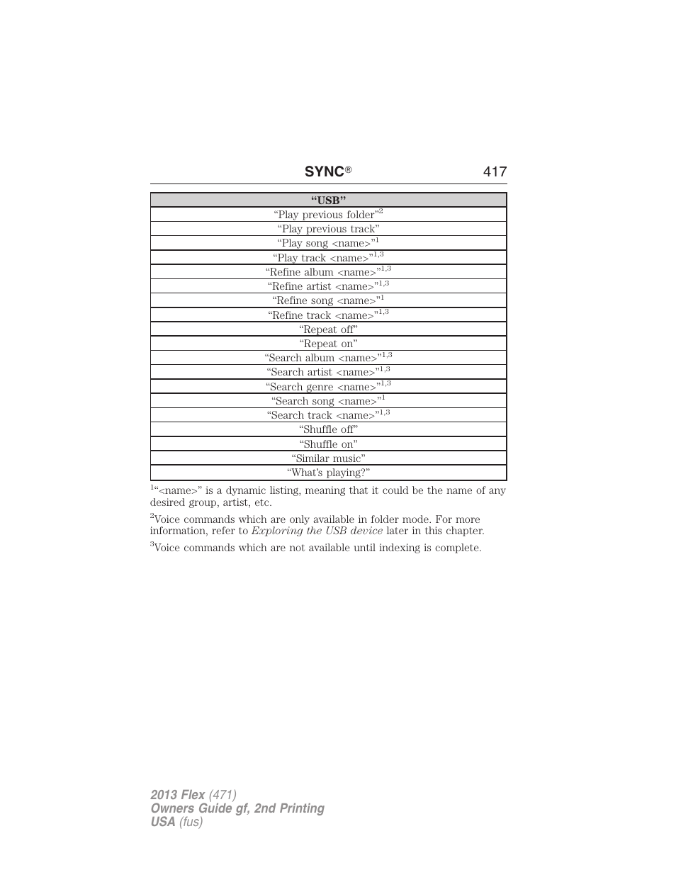 Sync ா 417 | FORD 2013 Flex v.2 User Manual | Page 417 / 535