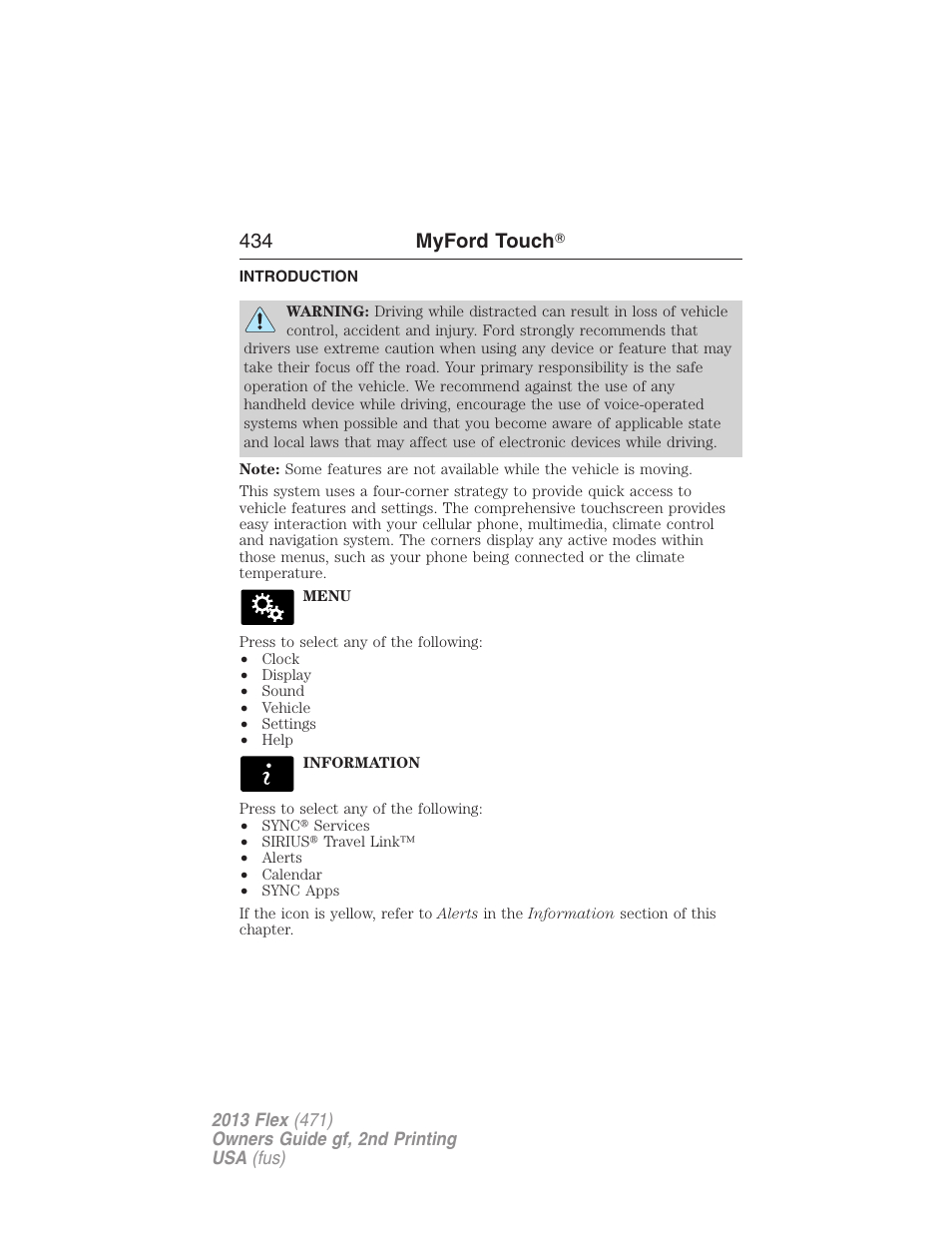 Myford touchĥ, Introduction, Myford touch | 434 myford touch | FORD 2013 Flex v.2 User Manual | Page 434 / 535