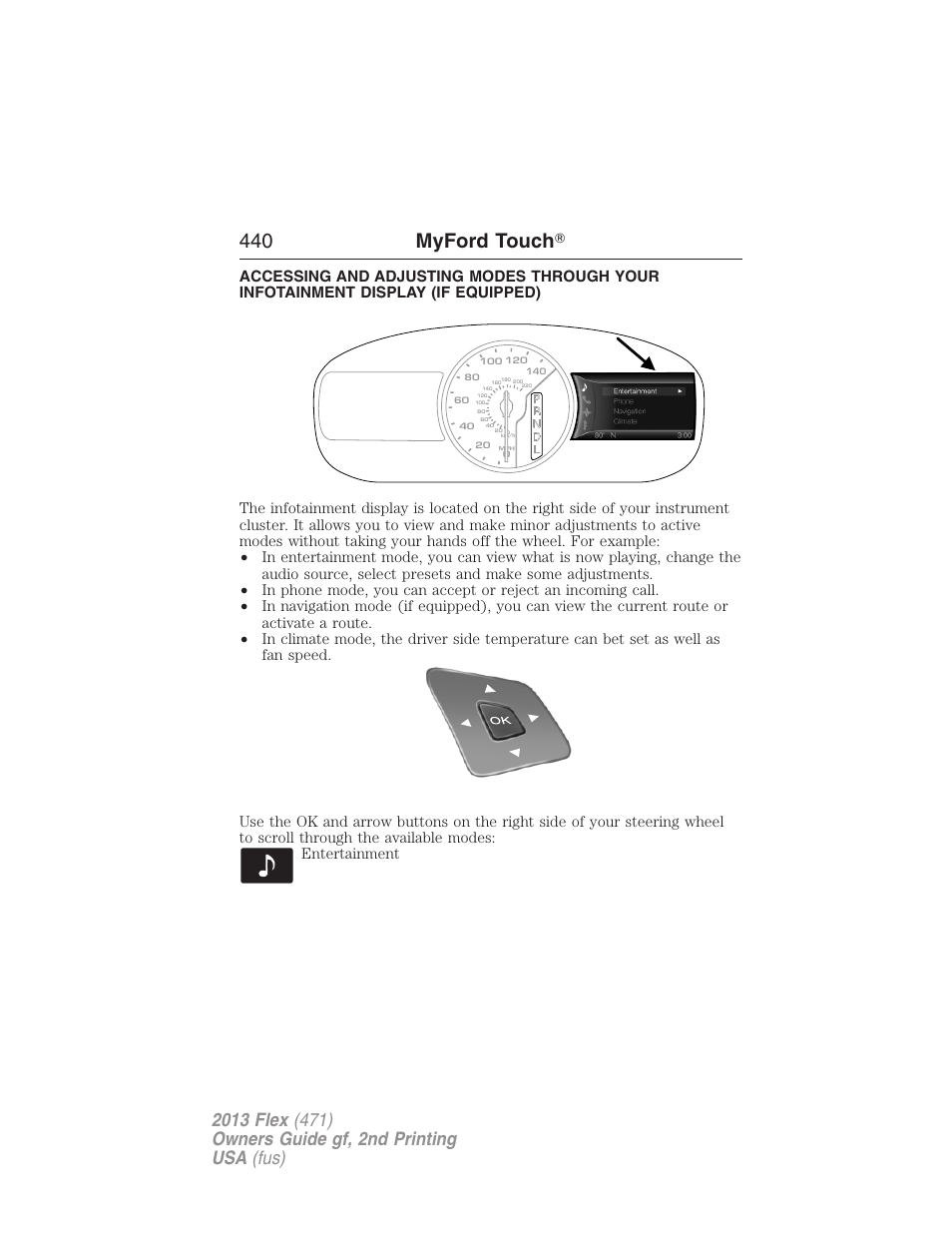 Infotainment display, 440 myford touch | FORD 2013 Flex v.2 User Manual | Page 440 / 535
