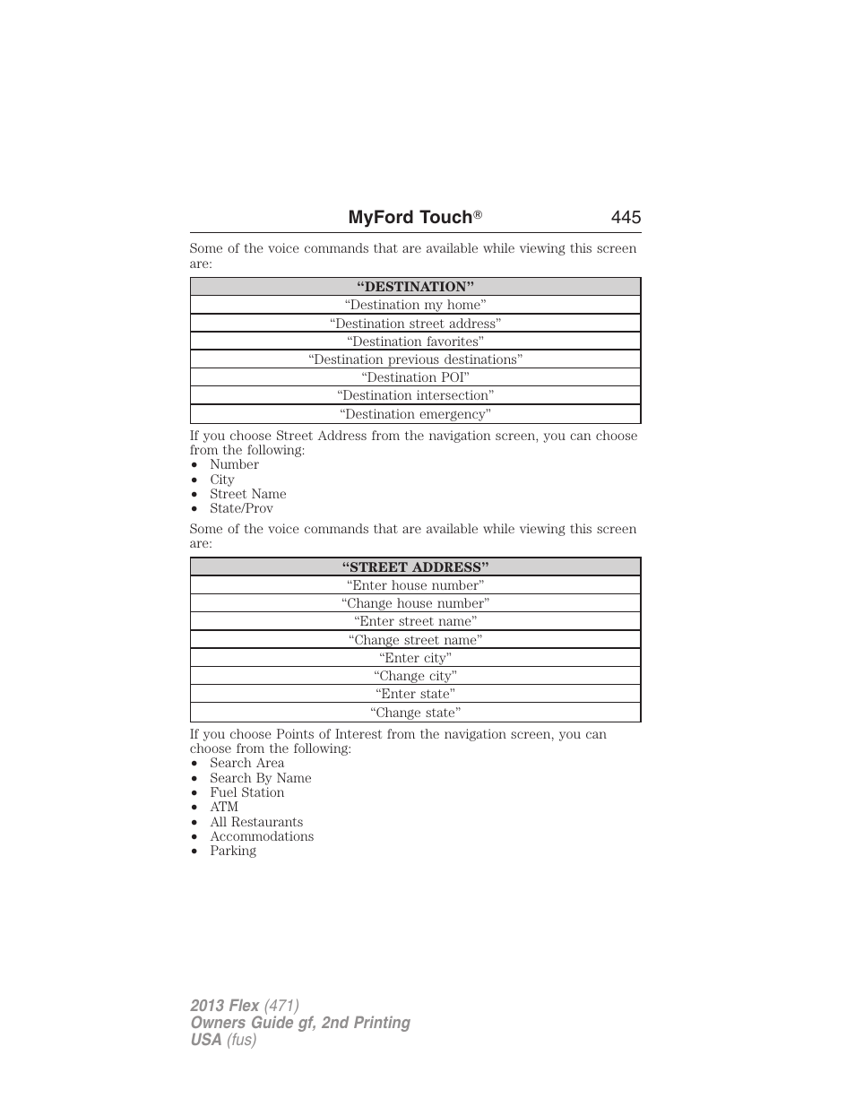 Myford touch ா 445 | FORD 2013 Flex v.2 User Manual | Page 445 / 535