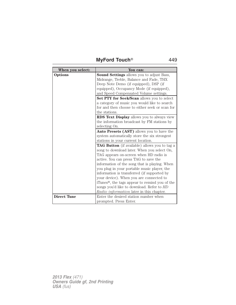 Myford touch ா 449 | FORD 2013 Flex v.2 User Manual | Page 449 / 535