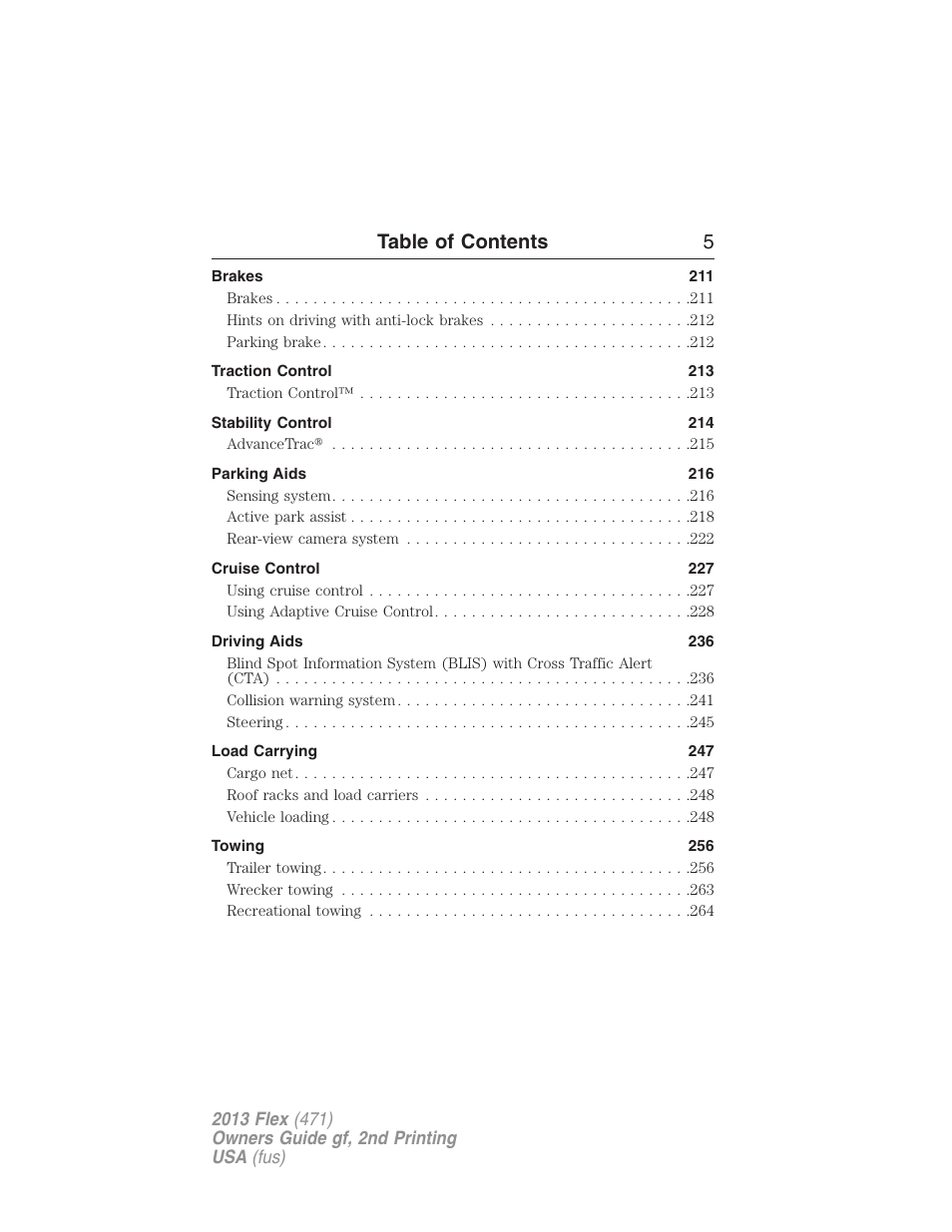 Table of contents 5 | FORD 2013 Flex v.2 User Manual | Page 5 / 535