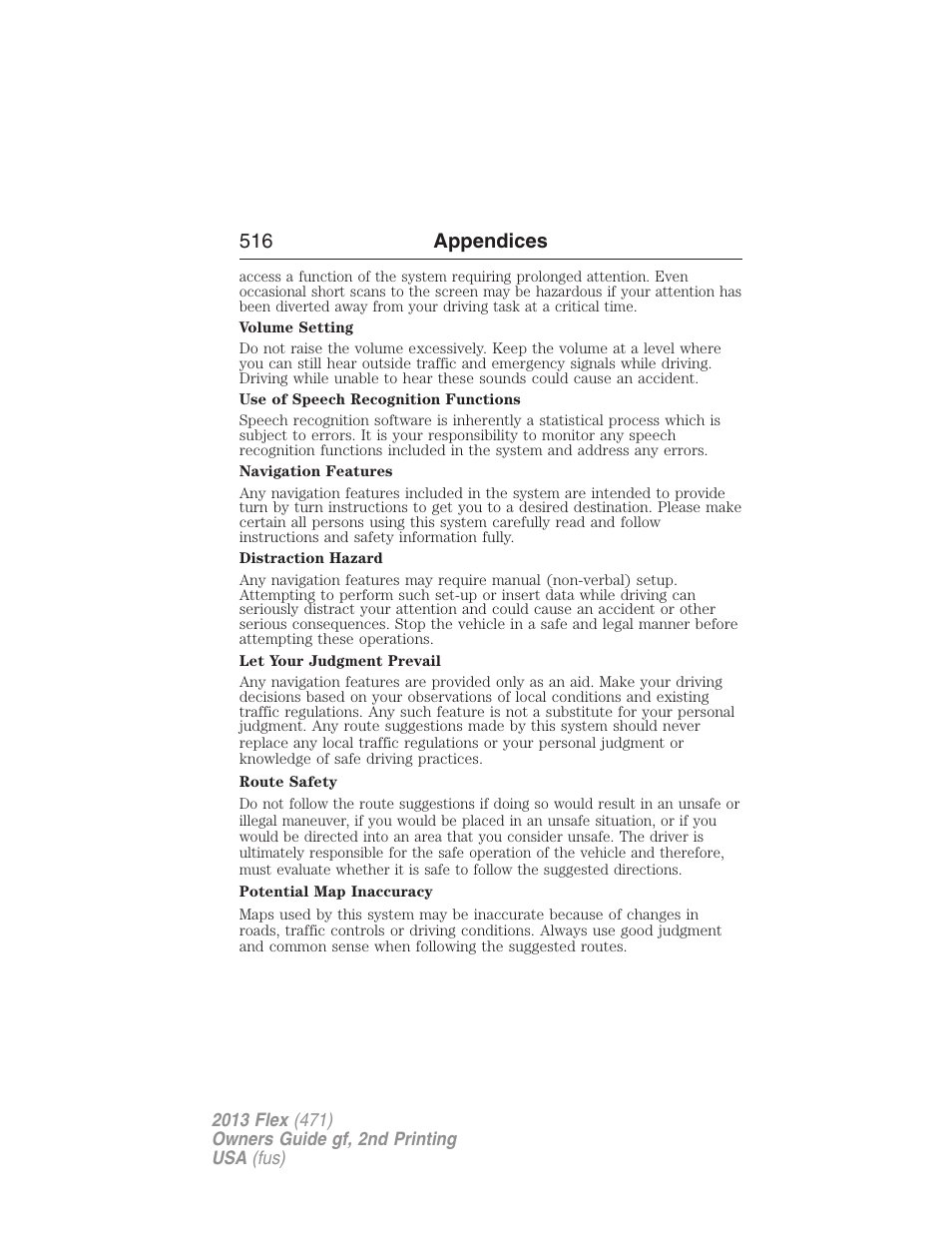 516 appendices | FORD 2013 Flex v.2 User Manual | Page 516 / 535