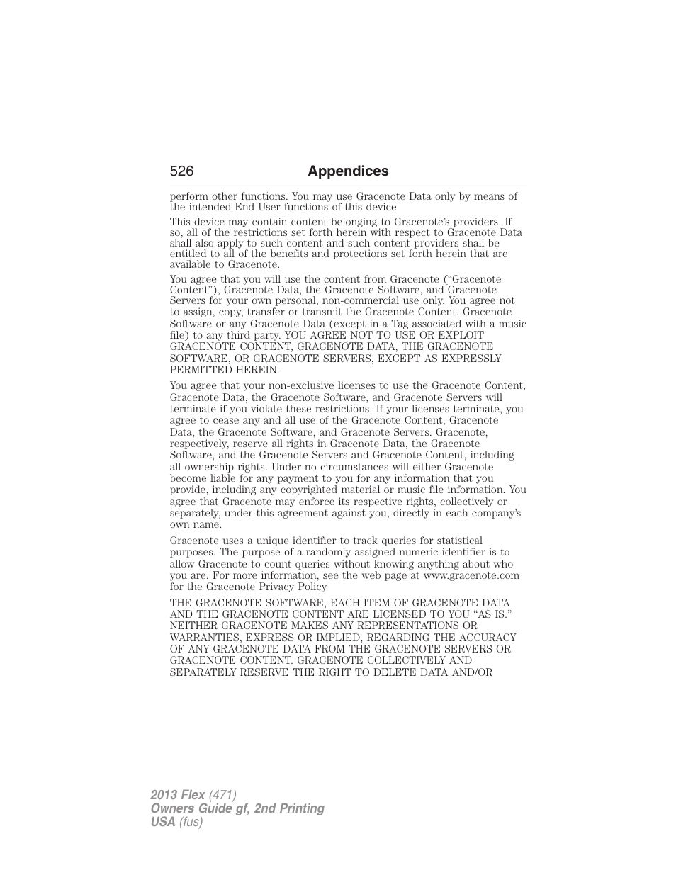 526 appendices | FORD 2013 Flex v.2 User Manual | Page 526 / 535