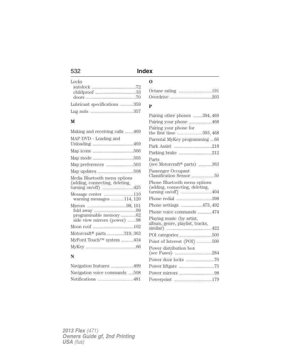 532 index | FORD 2013 Flex v.2 User Manual | Page 532 / 535
