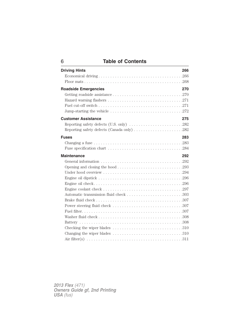 6table of contents | FORD 2013 Flex v.2 User Manual | Page 6 / 535