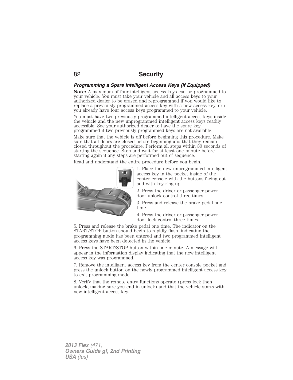 82 security | FORD 2013 Flex v.2 User Manual | Page 82 / 535