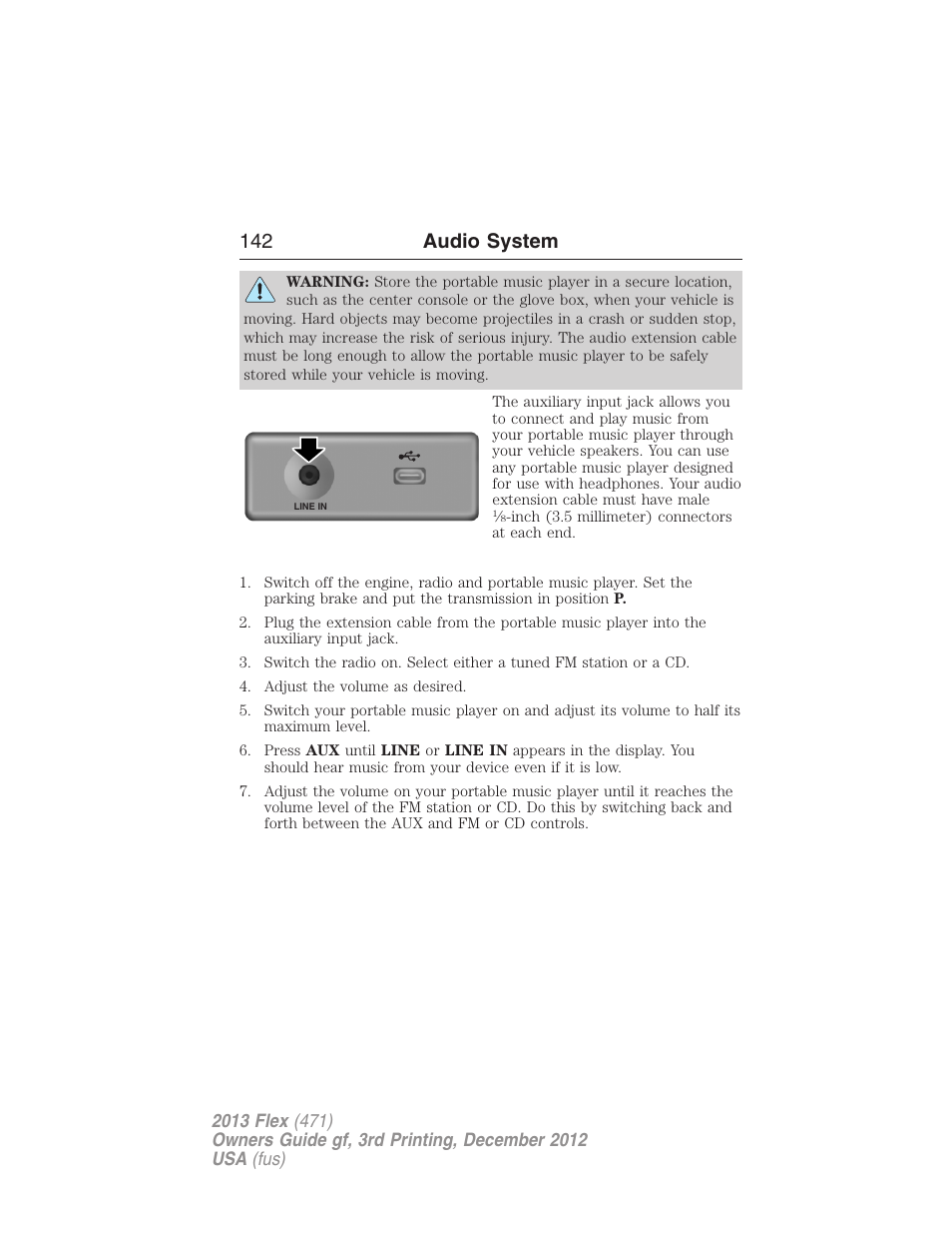 142 audio system | FORD 2013 Flex v.3 User Manual | Page 143 / 547