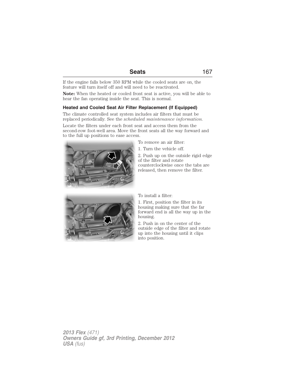 Seats 167 | FORD 2013 Flex v.3 User Manual | Page 168 / 547