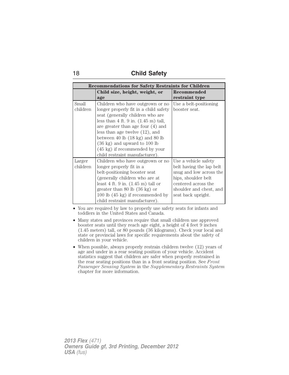 18 child safety | FORD 2013 Flex v.3 User Manual | Page 19 / 547